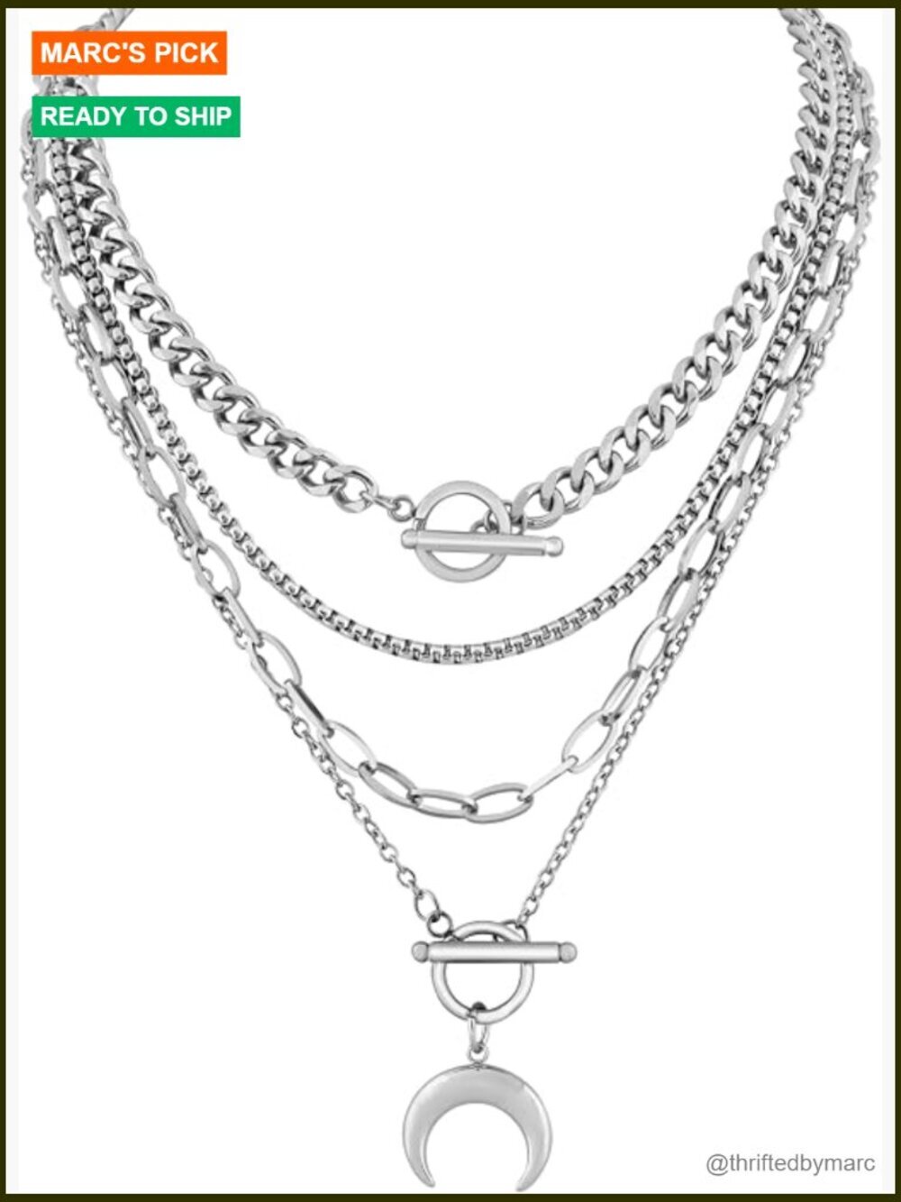 Gothic Layered Crescent Moon Choker Necklace Set of 4 Punk Grunge